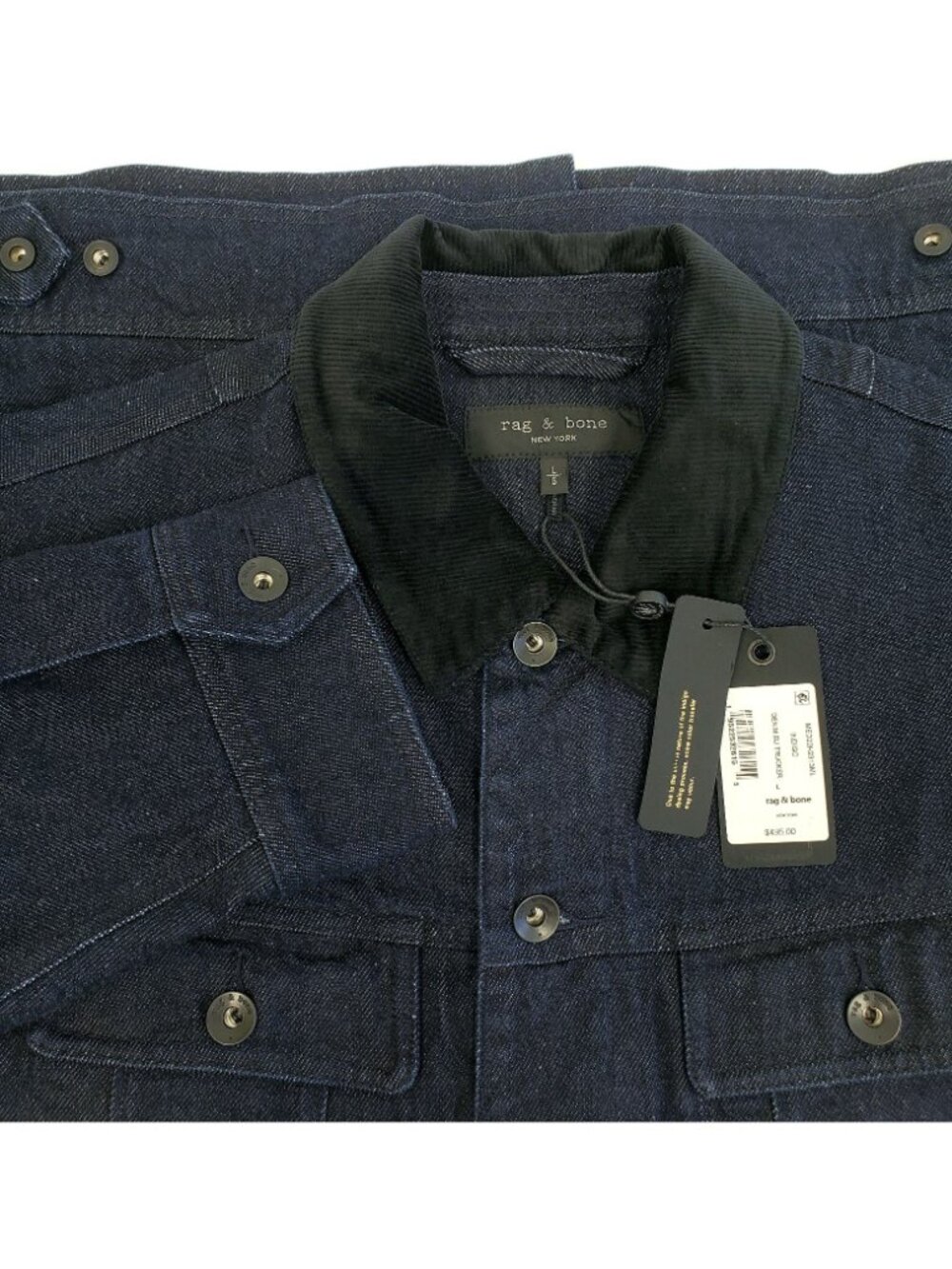 Rag & Bone Eli Men's Insulated Denim Trucker Jacket in Indigo Blue Size L - Picture 4 of 5